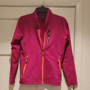 First Ascent Eddie Bauer Women's Hot Pink Zippered Jacket with Orange Accents